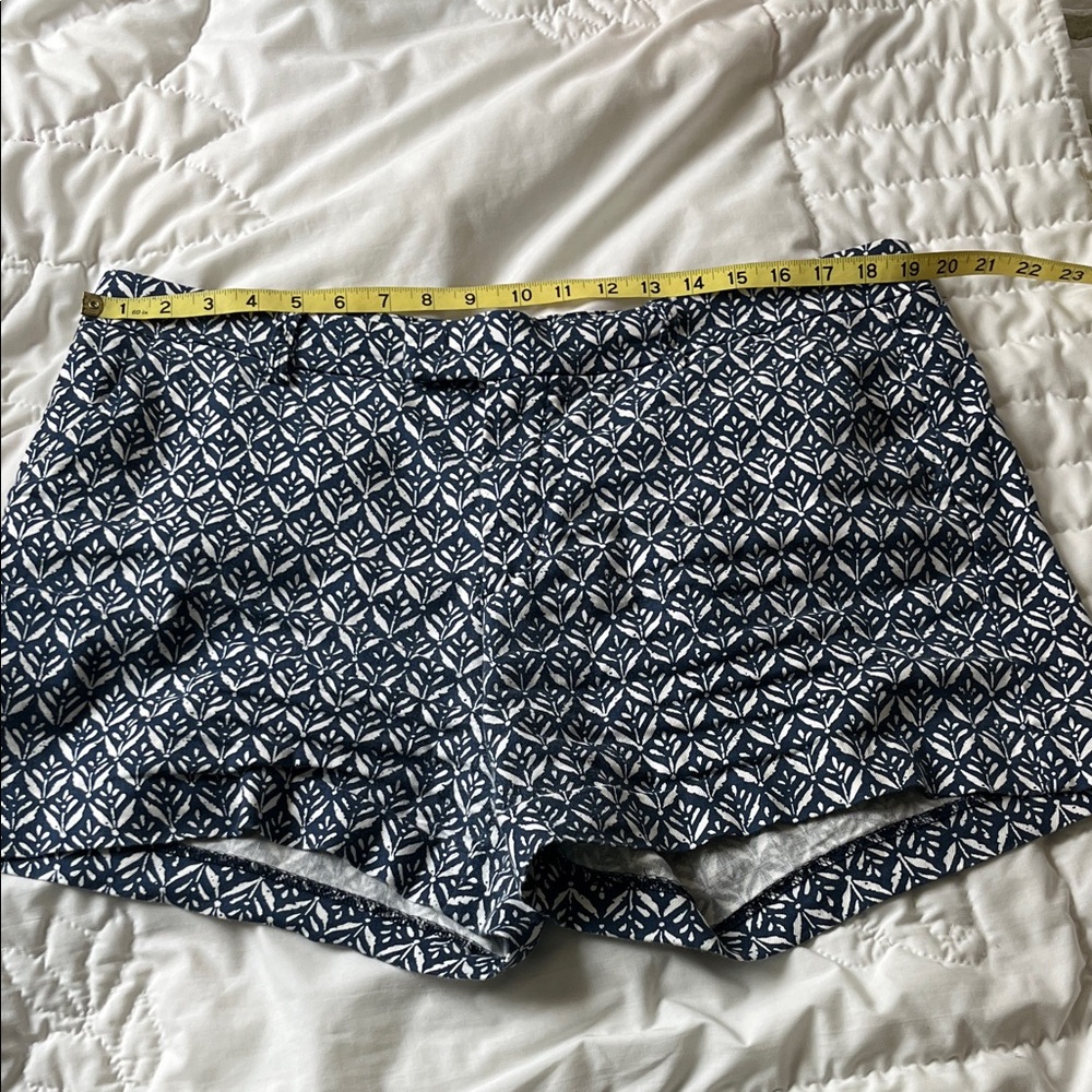 Level 99 Blue and White Batik Print Linen Blend Shorts